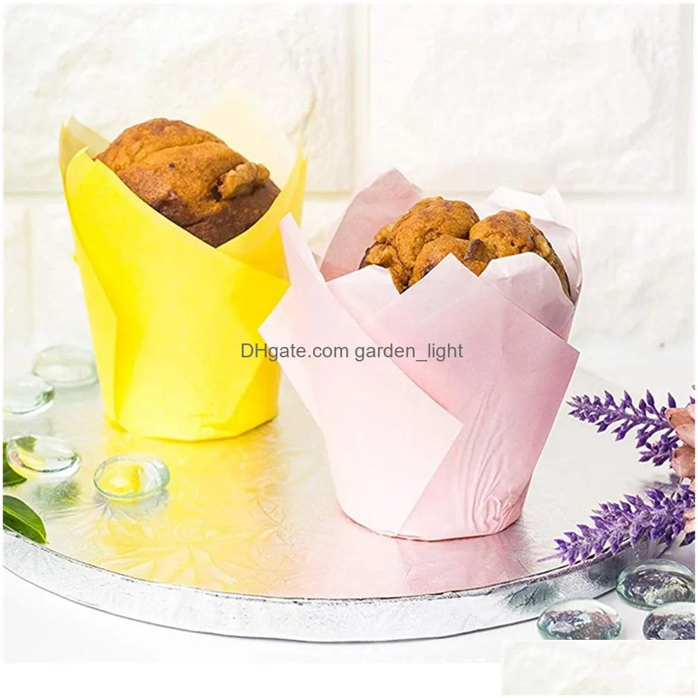 tulip baking cups parchment paper cupcake muffin liner wrappers for weddings birthdays baby showers party xbjk2203