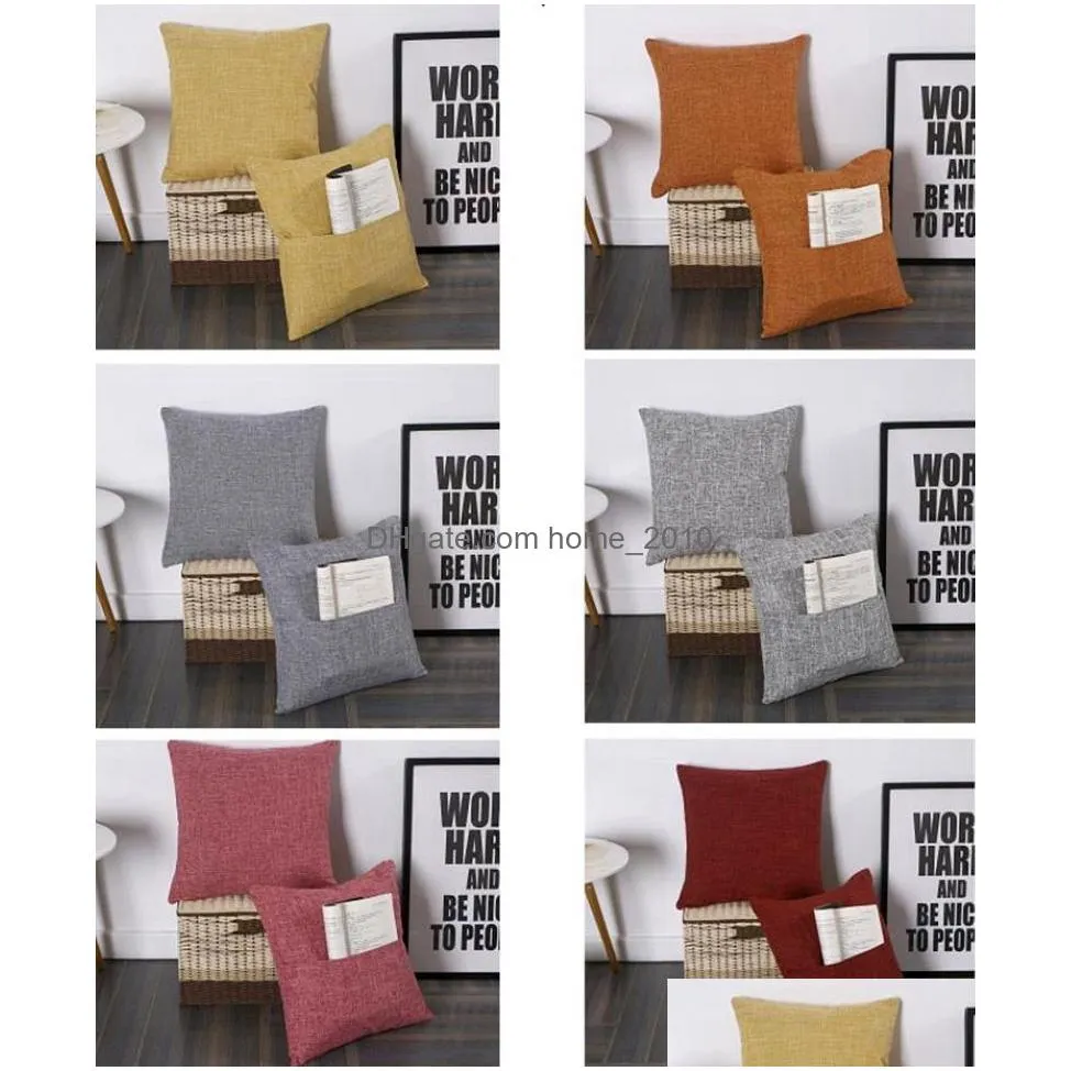 pillow covers solid envelope book pocket decorative pillow case linen blank throw pillow cushion cover home decor 13 colors yg794