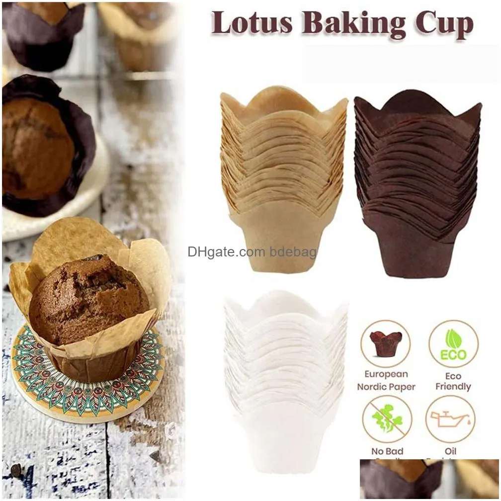 lotus baking paper cupcake muffin liners parchment cup grease resistant wrappers for weddings birthday xbjk2203