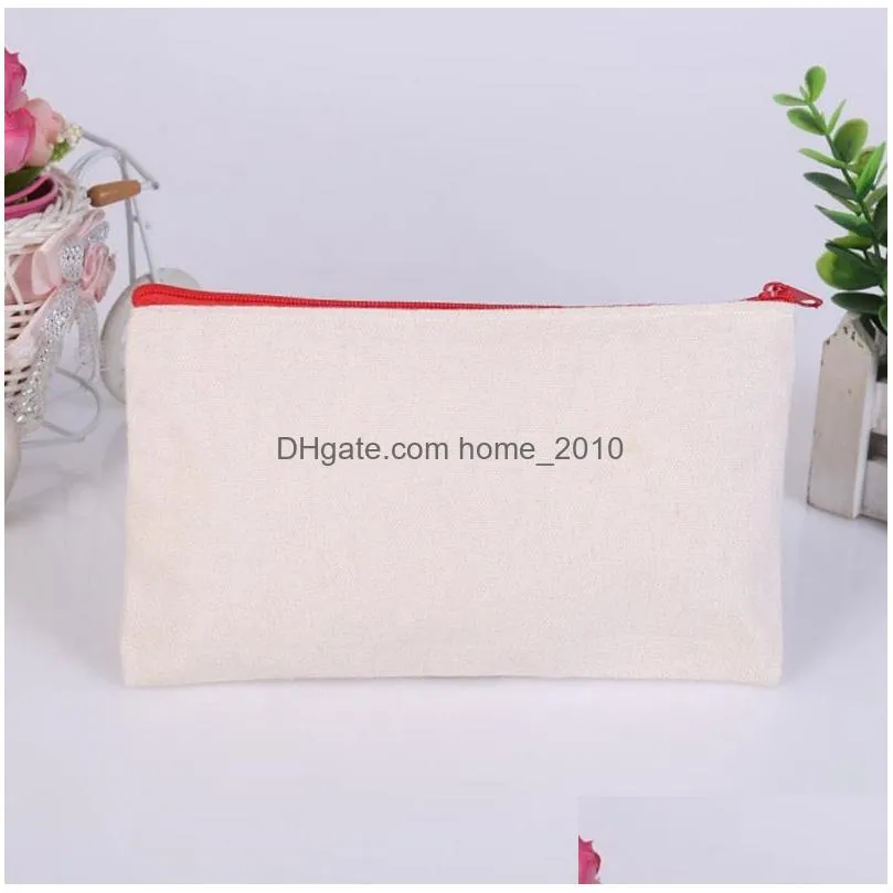 sublimation blank cosmetic bags canvas zipper pencil cases customized women makeup bag fashion handbag pouchs bags td657