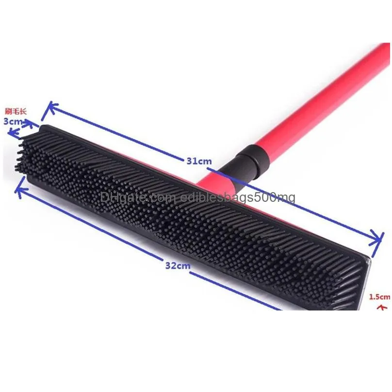  home rubber broom pet hair lint removal device telescopic bristles magic clean sweeper squeegee scratch bristle long push broom