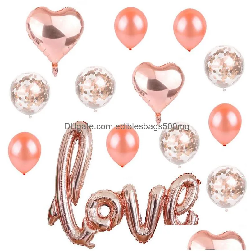 romantic latex balloons heart shaped love foil balloon for valentines day wedding birthday decorations kit jk2101xb