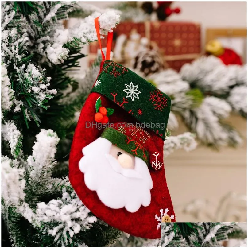 mini christmas stockings xmas tree ornaments decorations santa claus snowman reindeer gift card silverware holders xbjk2209