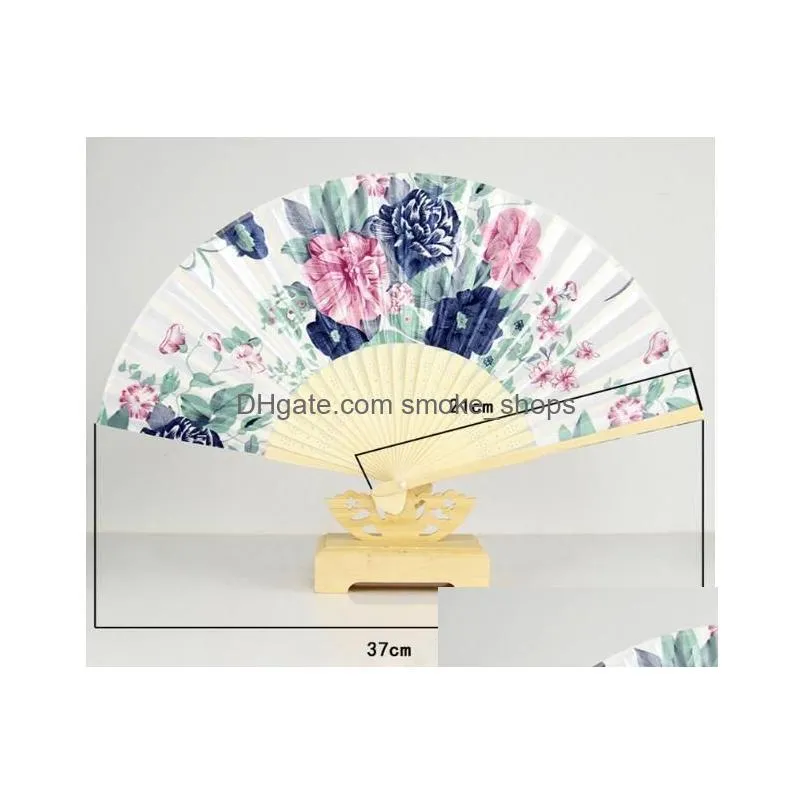  100pcs colorful chinese bamboo folding hand fan flowers floral wedding dance party decor kd1