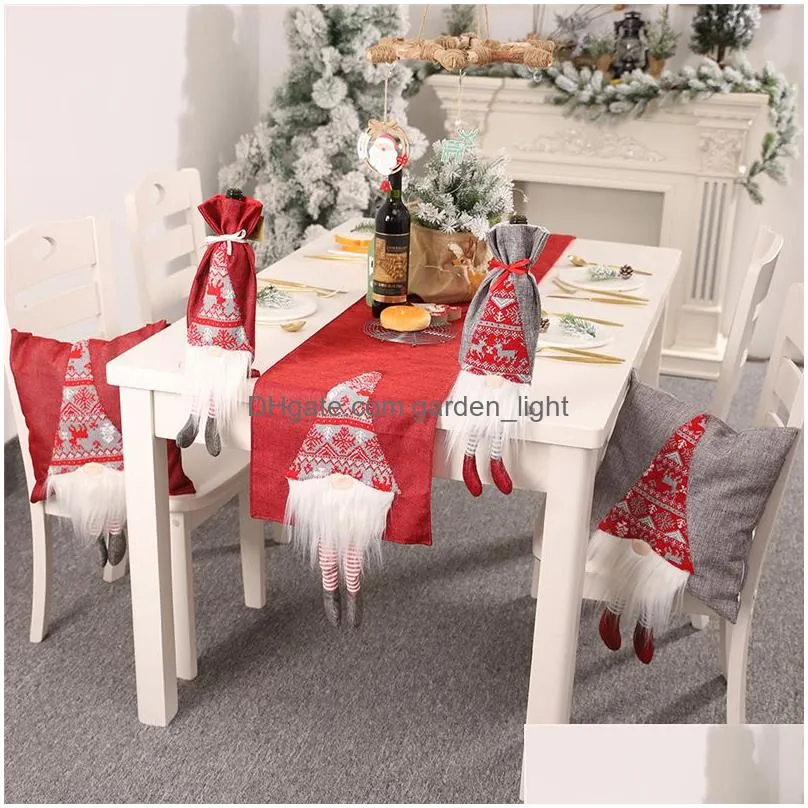 christmas table runner scandinavian santa gnome decorative table linens table flag for xmas decoration family dinner holiday party