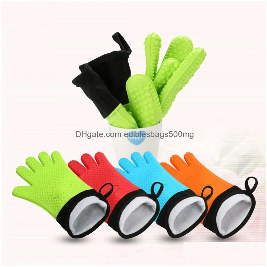 heat resistant cooking gloves silicone grilling gloves long waterproof bbq kitchen oven mitts for barbecue cooking baking jk2005