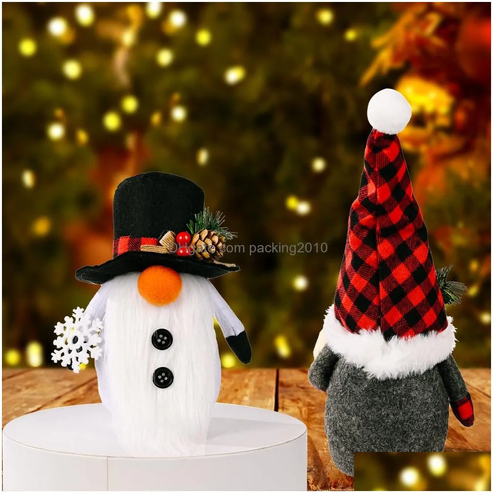 christmas decorations faceless gnome handmade plush santa snowman reindeer doll home party windows ornament xbjk2108
