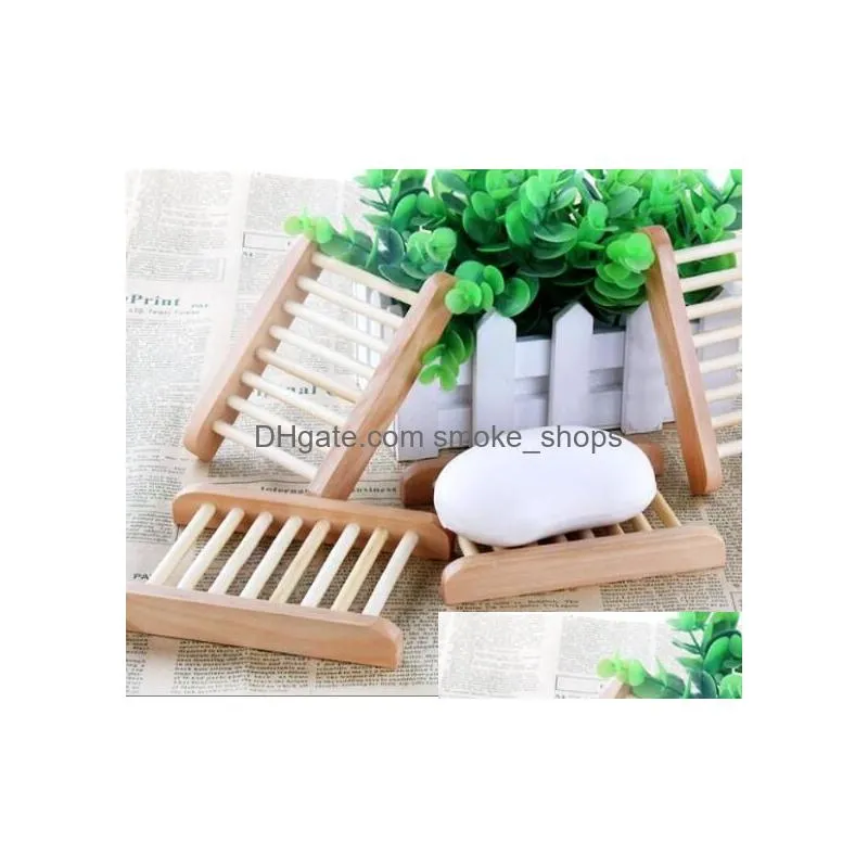 home wooden natural bamboo soap dishes tray holder storage rack plate box container bathroom soap saver rectangular sink drainer hand craft