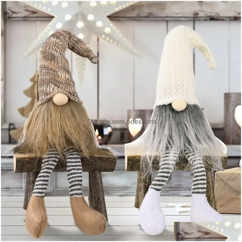 christmas gnomes decorations handmade swedish tomte with long legs scandinavian figurine plush elf doll xbjk2108