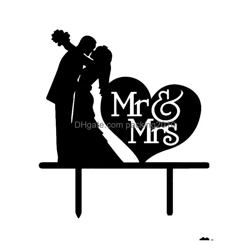 mr mrs wedding decoration c acrylic black romantic bride groom cake accessories for wedding party favors