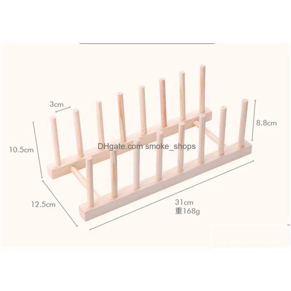 wooden dish rack plate racks stand pot lid holder kitchen cabinet organizer for cup cutting board bowl drying