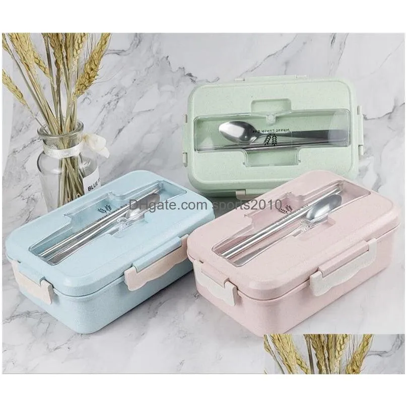 microwave lunch box wheat straw dinnerware food storage container children kids school office portable bento box