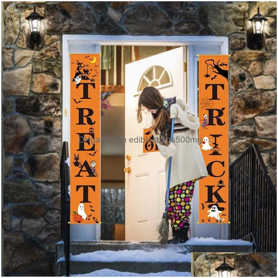 trick or treat halloween porch sign banner for front door or indoor home decor welcome signs couplet halloween decorations jk1909xb