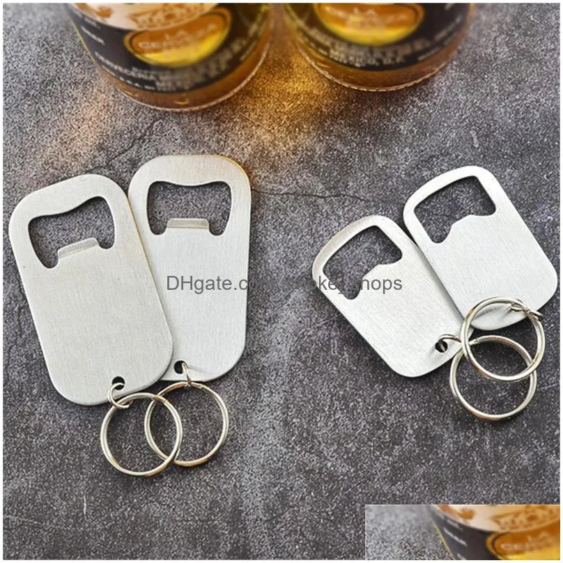 portable stainless steel beverage beer bottle opener keychain kitchen tools for bar restaurant hiking camping xbjk2106