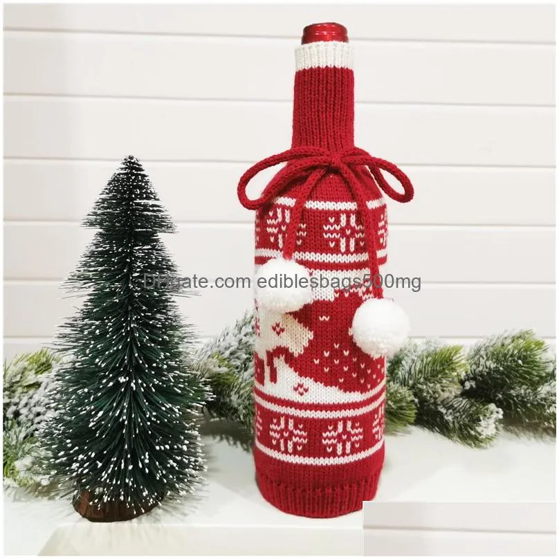 christmas wine bottle cover party ornament mini plaid coat sweater wine bottle bags xmas year dinner party decoration jk2010xb