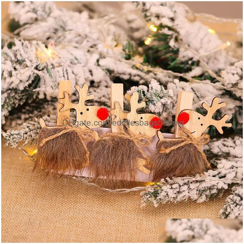 christmas wooden clip gnome santa deer p o clamps clothespin craft clips pegs xmas ornament home decor jk2011xb