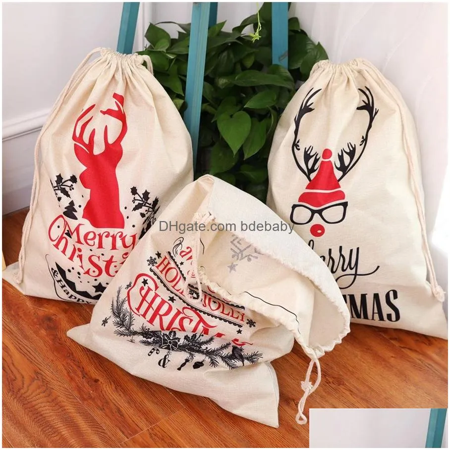 christmas santa sacks large size xmas gifts bag with drawstring for kids christmas gift new year holiday home decorations jk1910