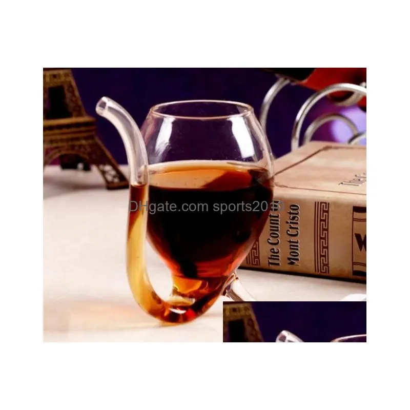 wine cup 300ml white with tube straw gift unique creative drinkware wine glasses kitchen dining bar xb