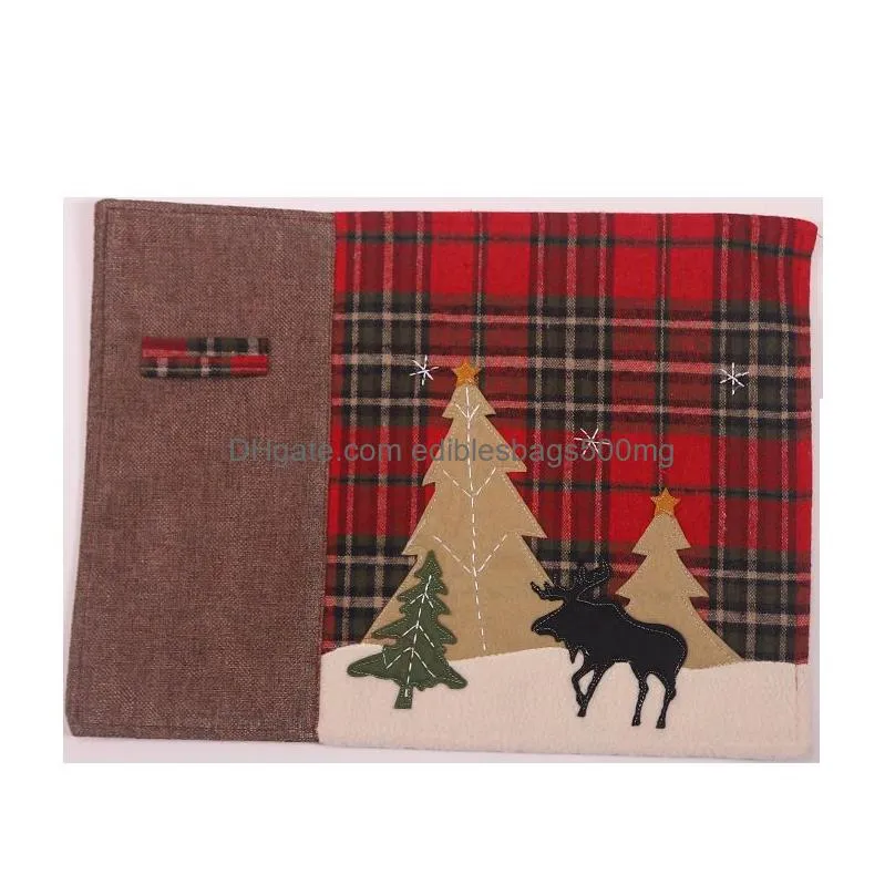 christmas table mats heatproof cloth kitchen dining pads xmas plaid elk tree placemat christmas decoration jk2010xb