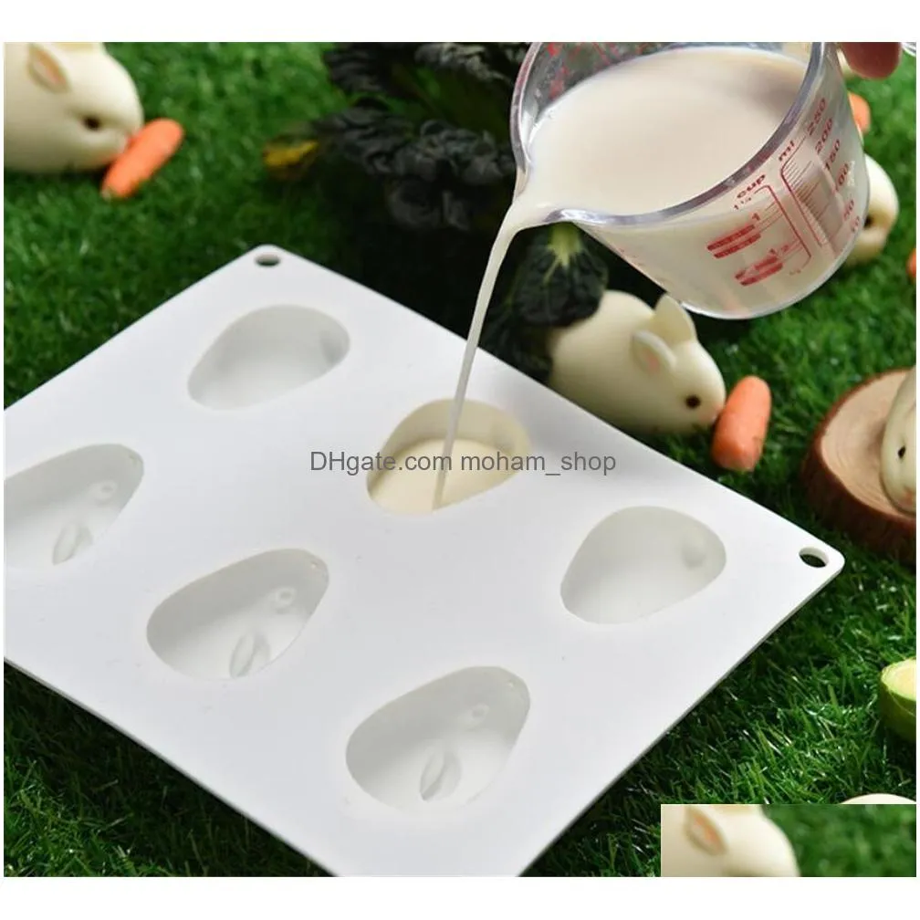  home 3d creative food grade easter silicone rabbit ice cream mold mousse cake chocolate baking utensils kd1