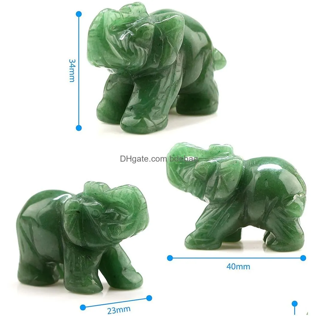 wholesale party favor carved healing crystals gemstones pocket statues elephant statue figurine collectible decor 1.5 inches for gifts