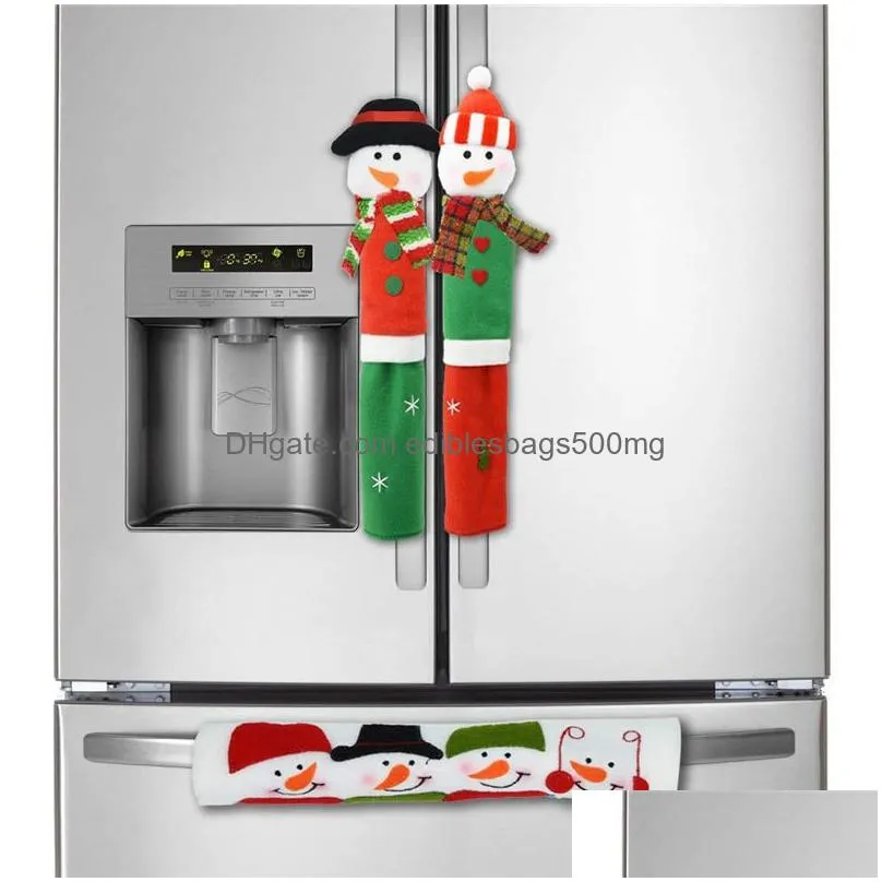 christmas fridge handle covers snowman decorations microwave oven refrigerator door handle cover for kitchen appliance jk2011xb