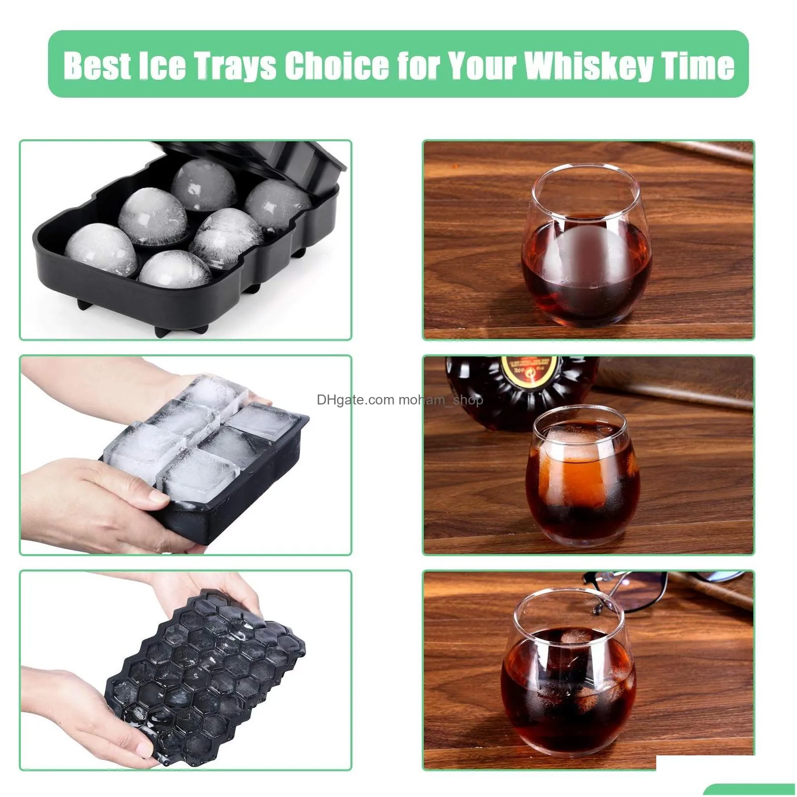 set of 3 silicone ice cube trays with lids cream tools large size mold for whiskey cocktails icecream reusable bpa xbjk2107