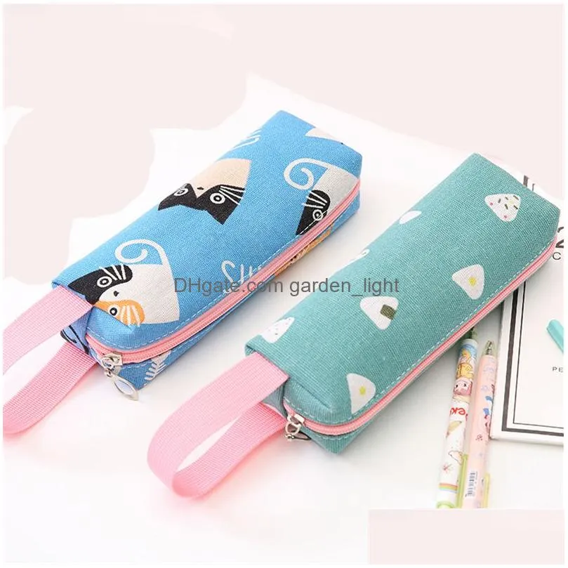 cute cartoon zipper pencil case bags pen holder makeup pouch organizer canvas stationery storage bag for kids no pencils xbjk2105