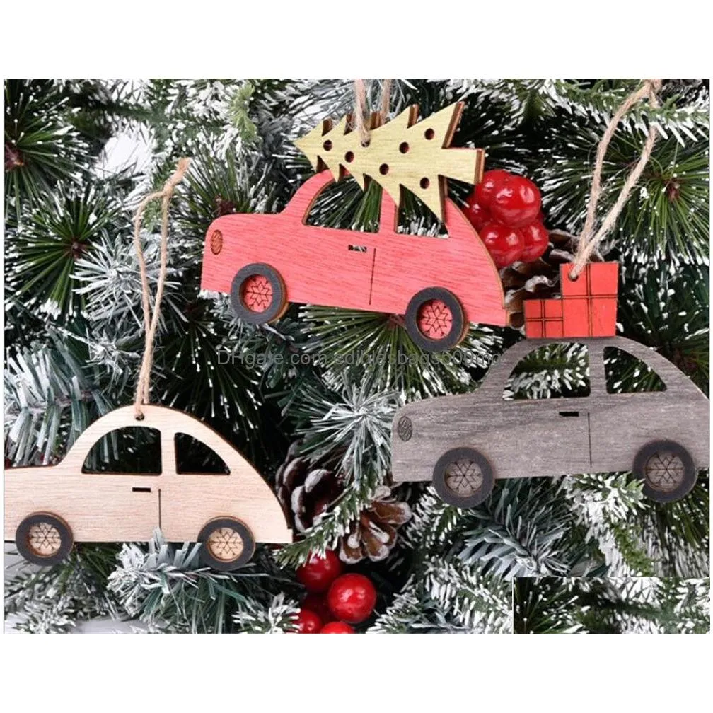 wooden christmas tree decorations elk car hanging pendants year christmas decorations for home party navidad year xb1