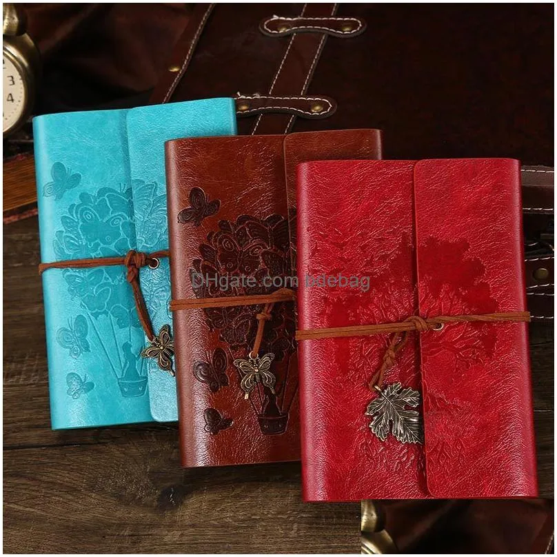 vintage binder embossed travelers notepads pu leather journal notebook refillable retro spiral diary sketchbook kdjk2112