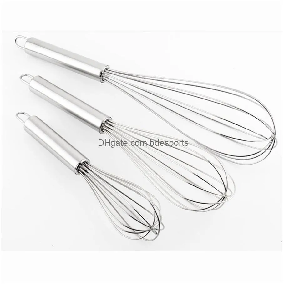 8 10 12 stainless steel egg beater hand whisk mixer balloon wire whisk for blending whisking beating stirring kitchen tools