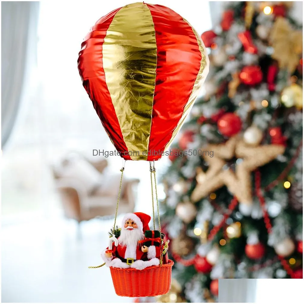 christmas hanging ornament air balloon with santa ceiling pendant indoor outdoor festive holiday decor 1xbjk2108