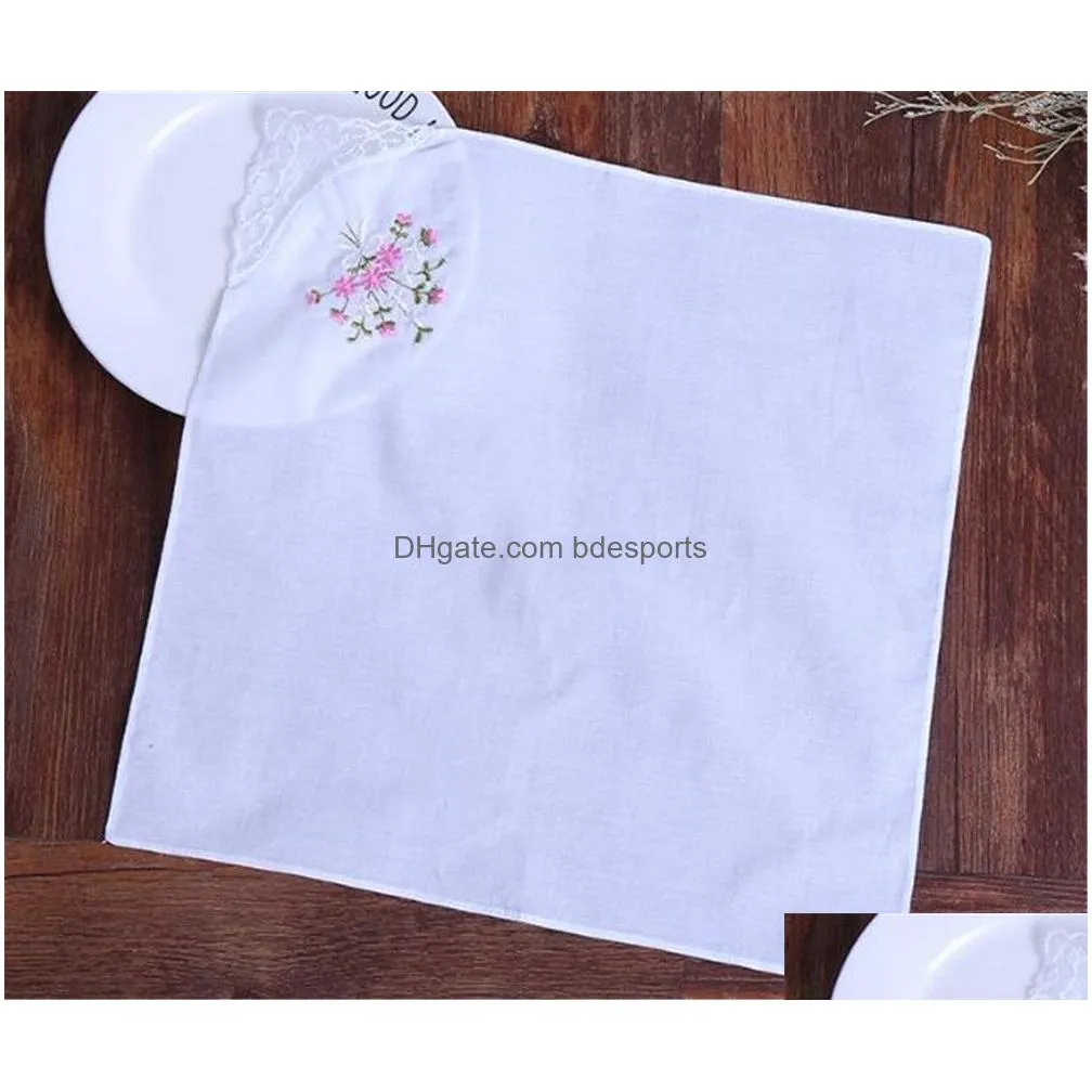 vintage pure cotton handkerchief girl napkin embroidered women napkin embroidered butterfly lace flower handkerchief home tableware