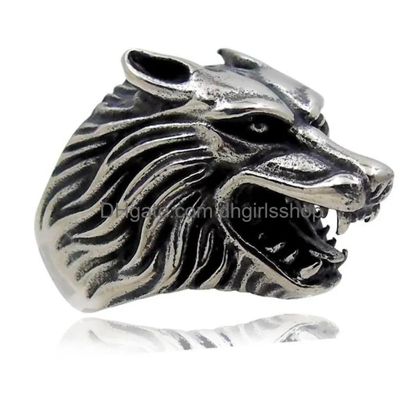 5pcs/lot vintage gothic wolf head ring men skull ring punk jewelry accessories demon satan goat skull rings 001