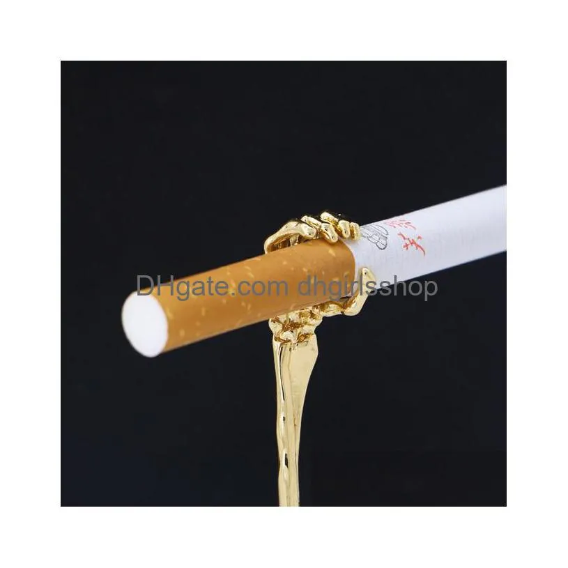 5pcs/lot male alloy skeleton hand bone smoking ring for men cigarette holder opening rings punk jewelry wholesale