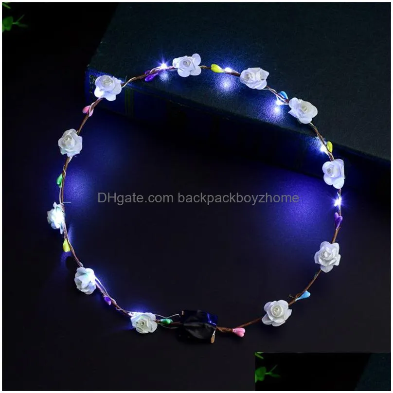 christmas holiday flashing led hairbands strings glow flower crown headbands light birthday party garland