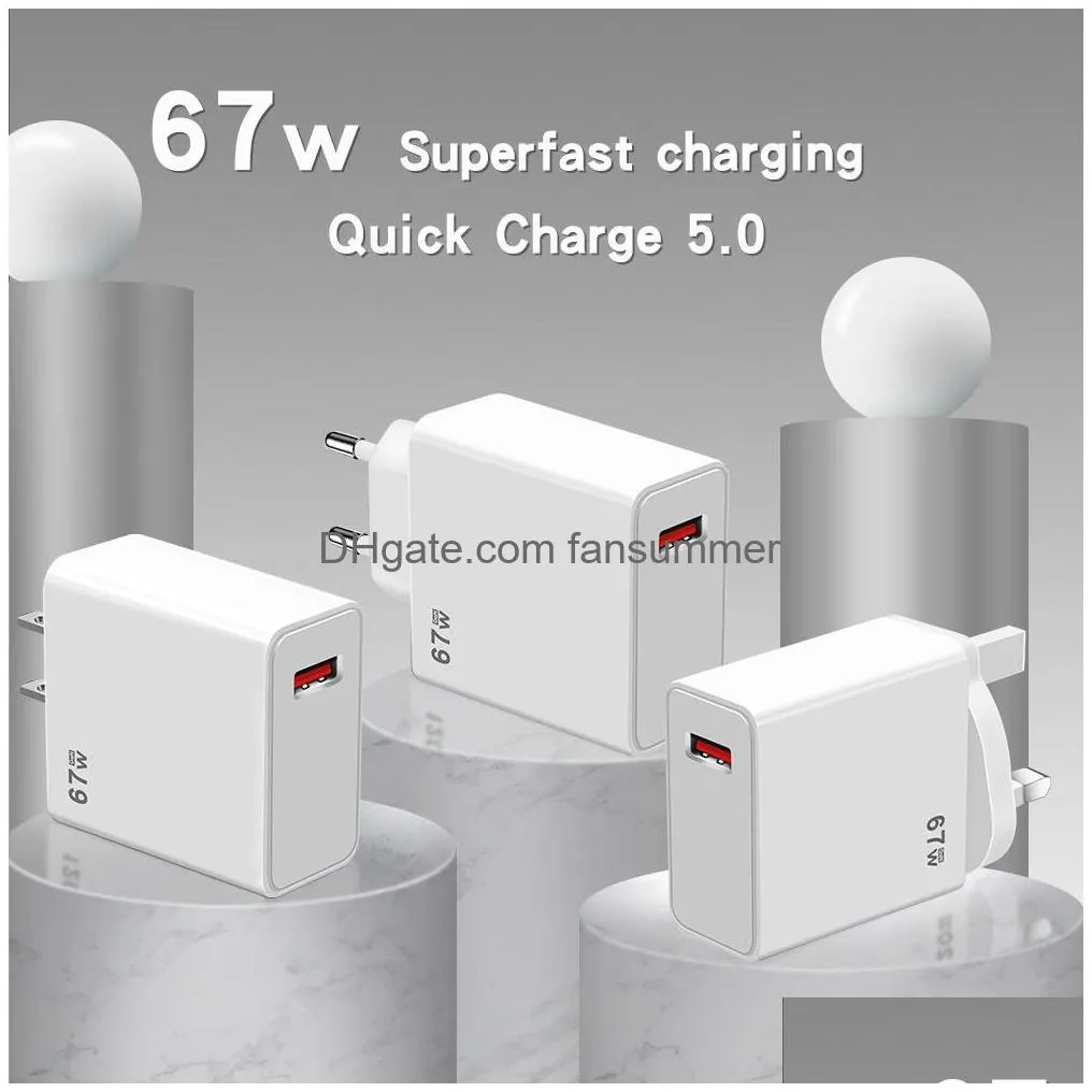 67w super fast charge super usb wall adapter flash charge mobile phone  5v5a european us uk gauge usb adapter charging head