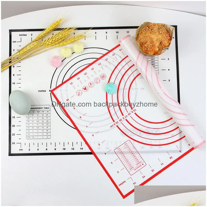 large size silicone pastry boards kneading pad non-stick surface rolling dough mat with scale kitchen cooking pastry sheet oven liner