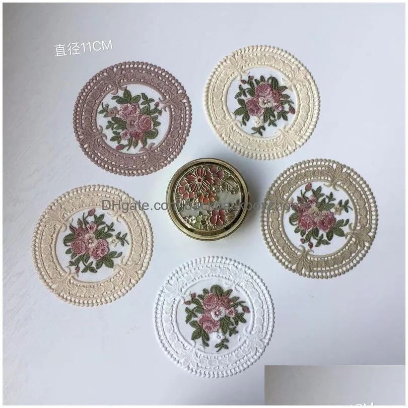 lace doilies crochet coaster mats handmade round drinkware tea mug french styles tea cup placemats