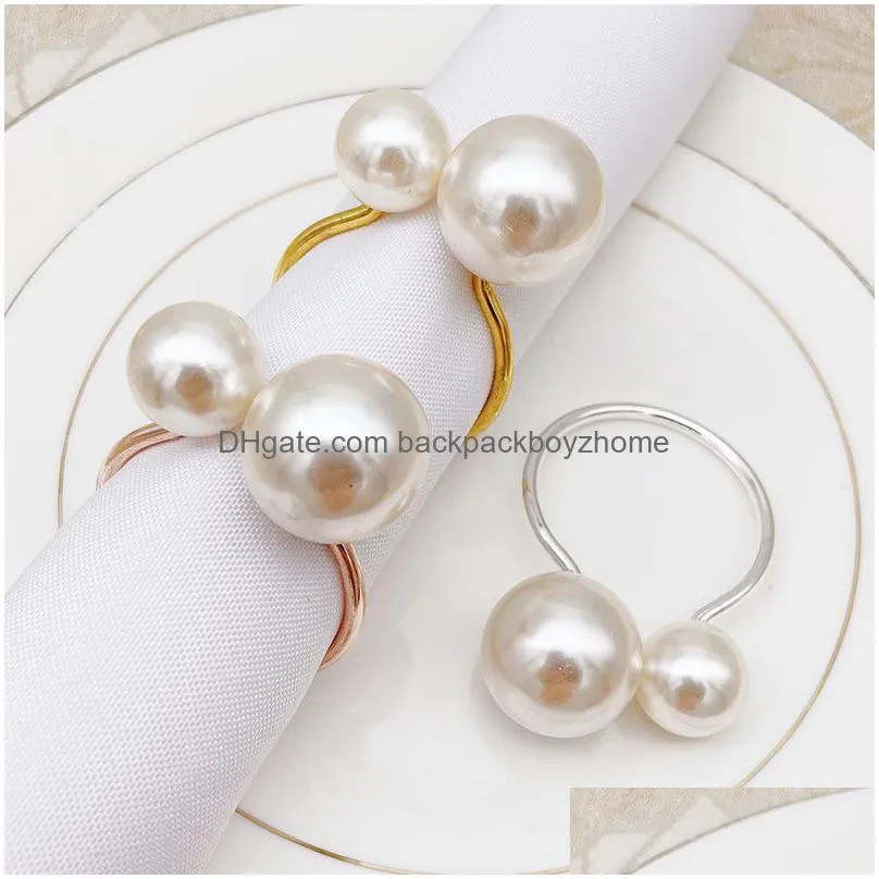 christmas pearl napkin rings gold silver christmas birthday wedding dinner valentines party table decor