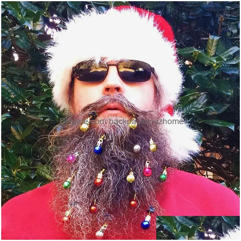 christmas ball beard ornaments 12pcs/set colorful xmas facial hair baubles for men mustache decoration