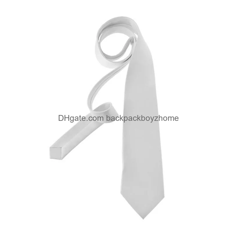 blank sublimation tie adult kids solid white polyester neckties diy heat transfer printing ties for formal wedding party business