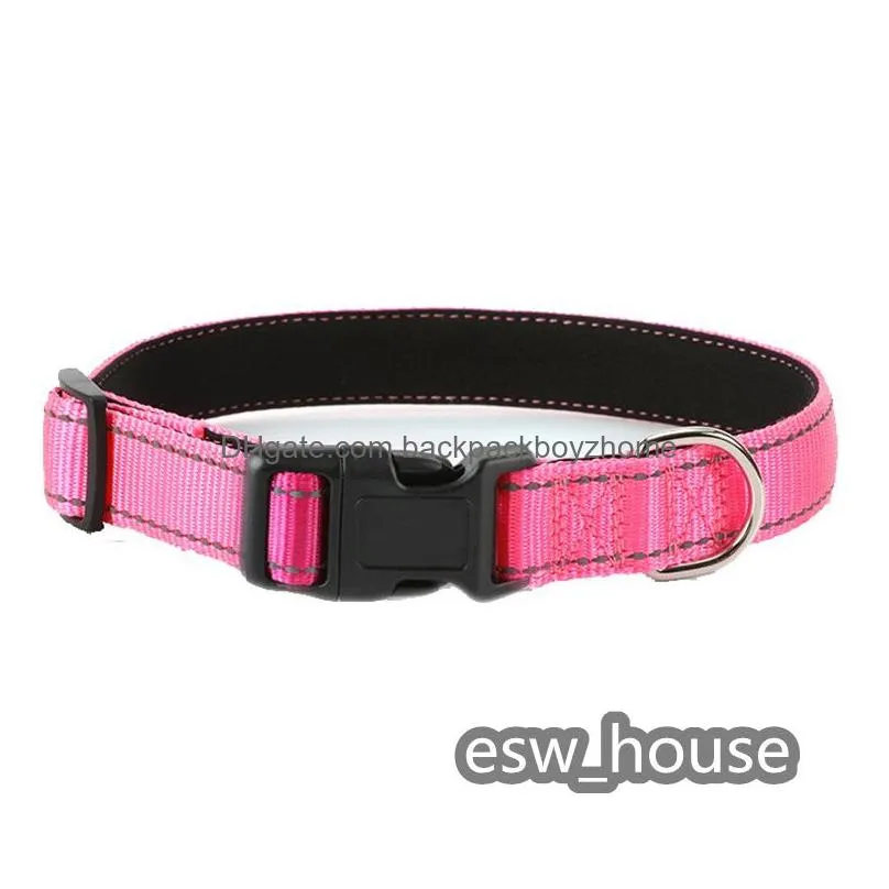 dogs collar s-xl pets collars with nylon reflective silk safe walking dog in night