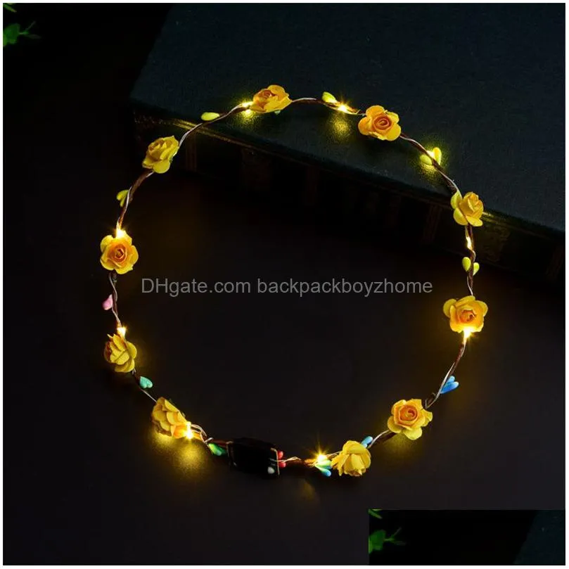 christmas holiday flashing led hairbands strings glow flower crown headbands light birthday party garland