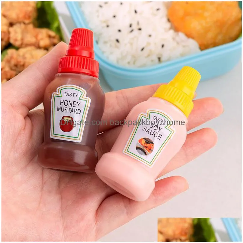 portable mini ketchup bottle 2pcs/set small pot salad tools soy sauce spray bottle for outdoor lunch supplies