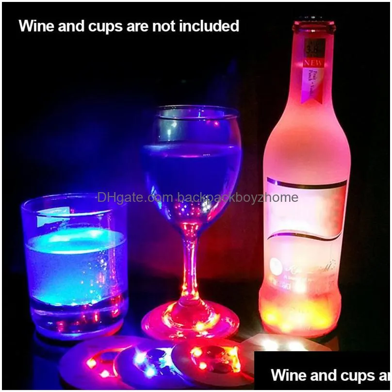 led coasters mats 3 modes 4 lights color changing battery powered flat stable core board bar nightclub party bottle coaster