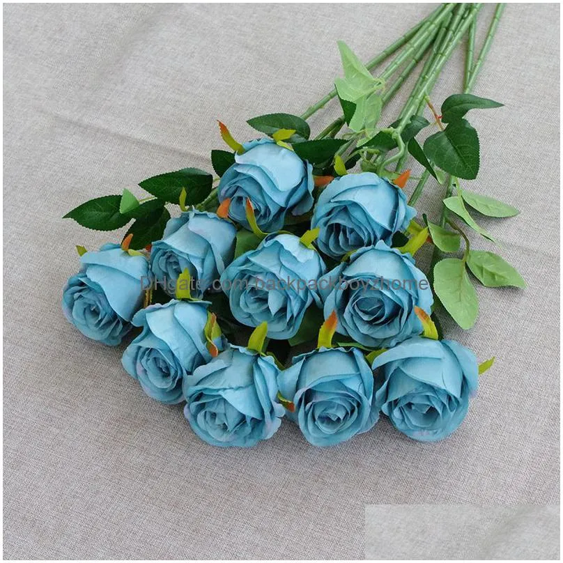 single head artificial bulgarian rose flowers 51cm length simulation rose for home bridal wedding party festival decor