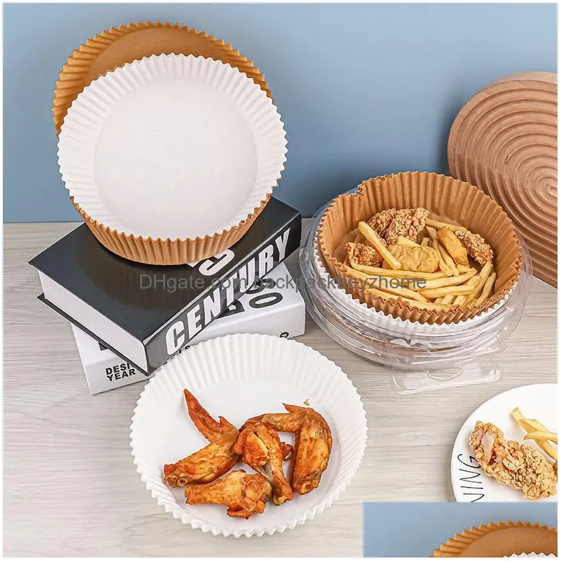 air fryer baking pan disposable paper liner oil-proof barbecue plate steamer airfryer kitchen accessory