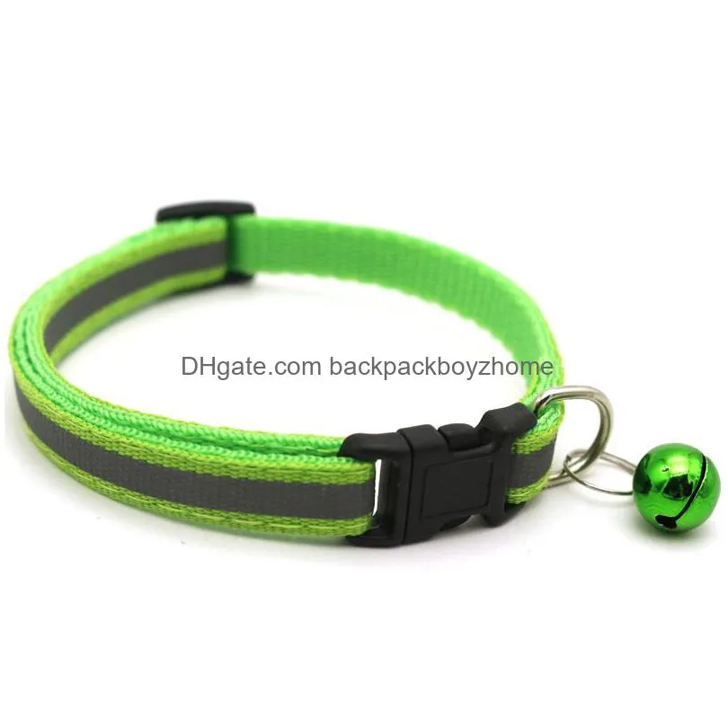 reflective dog collars with safety locking buckle 12 colors adjustable puppy kitten collar