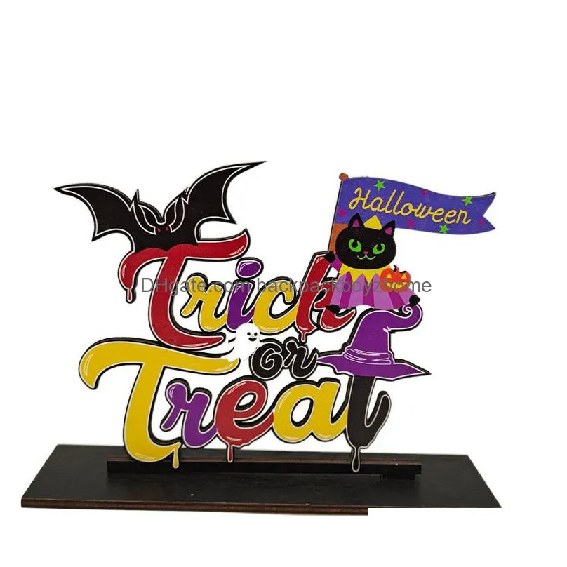 happy halloween party wooden centerpiece signs trick or treat boo bat ghost tabletop decorations